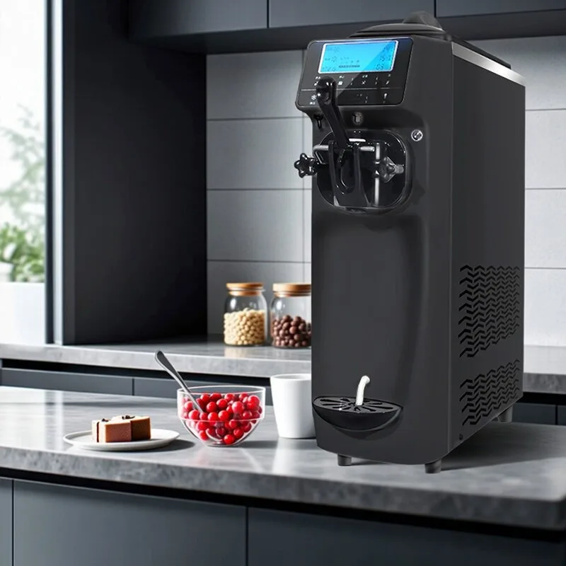 Commercial Soft Ice Cream Machine Tabletop Automatic Frozen Yogurt Maker For Small Business Street Stall Shop Use