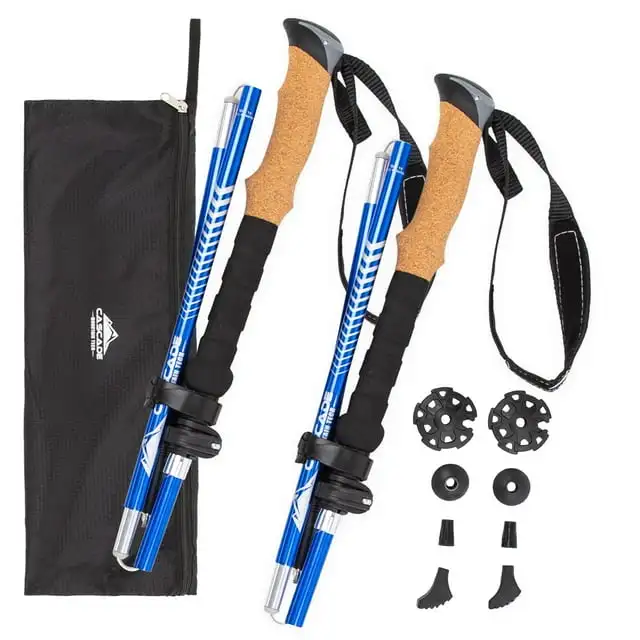 

Cascade Mountain Tech Postes De Trekking Con Agarre Cork De Bloqueo Rápido Folding De Aluminio, Largo 44” – Azul Real