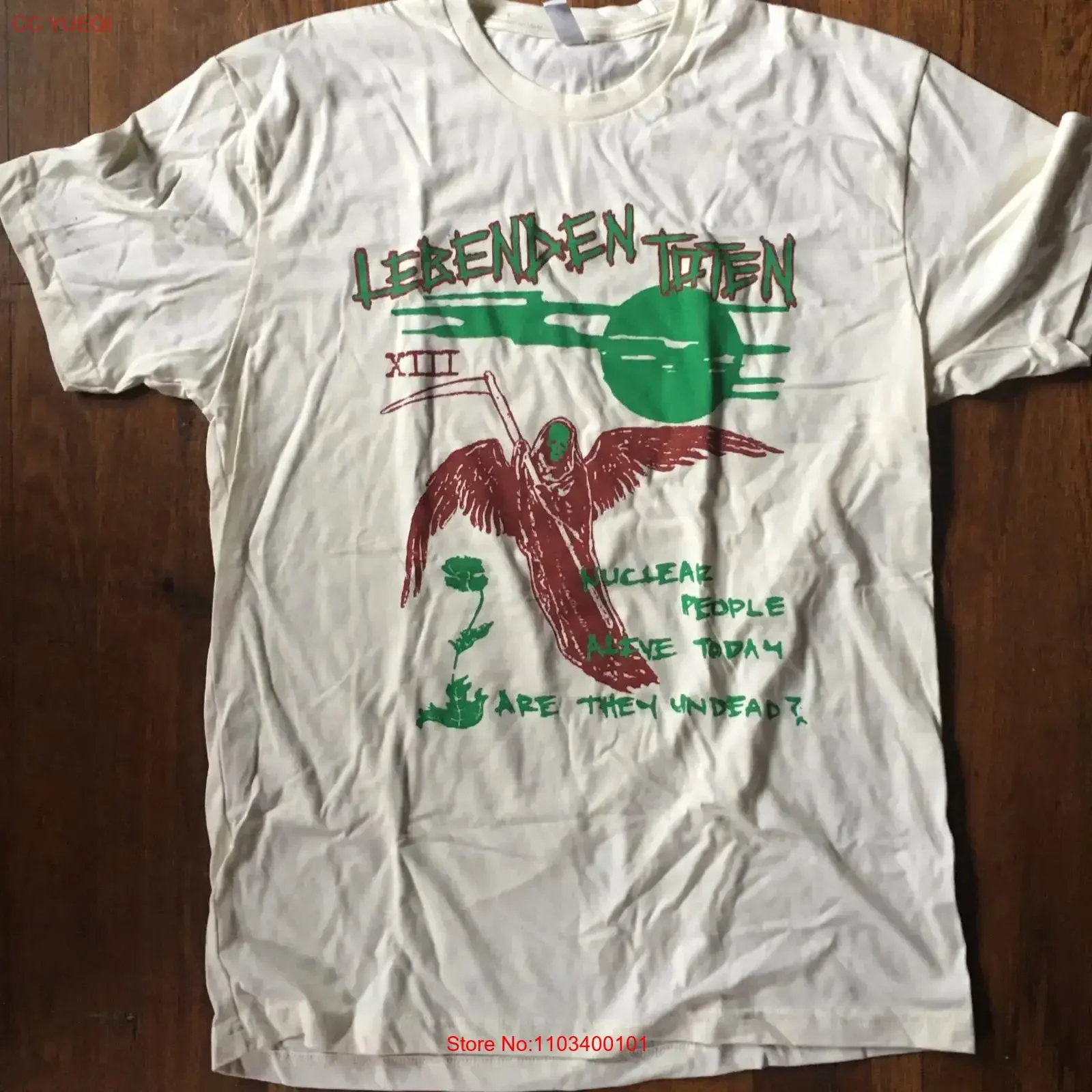 Camiseta LEBENDEN TOTEN con estampado de flores nucleares, estilo punk, talla completa IL541, vintage, lavada, cómoda, a la moda, unisex, ligeramente transpirable