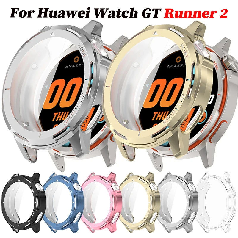 Full Protective Case Cover Shell For Huawei Watch GT Runner 2 Replacement Accessories Frame soft Cases 360 TPU Screen Protective