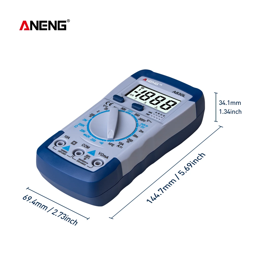 ANENG A830L LCD multimetro digitale amperometro elettrico voltmetro Tester misuratore di corrente palmare DC AC diodo di tensione strumento di frequenza