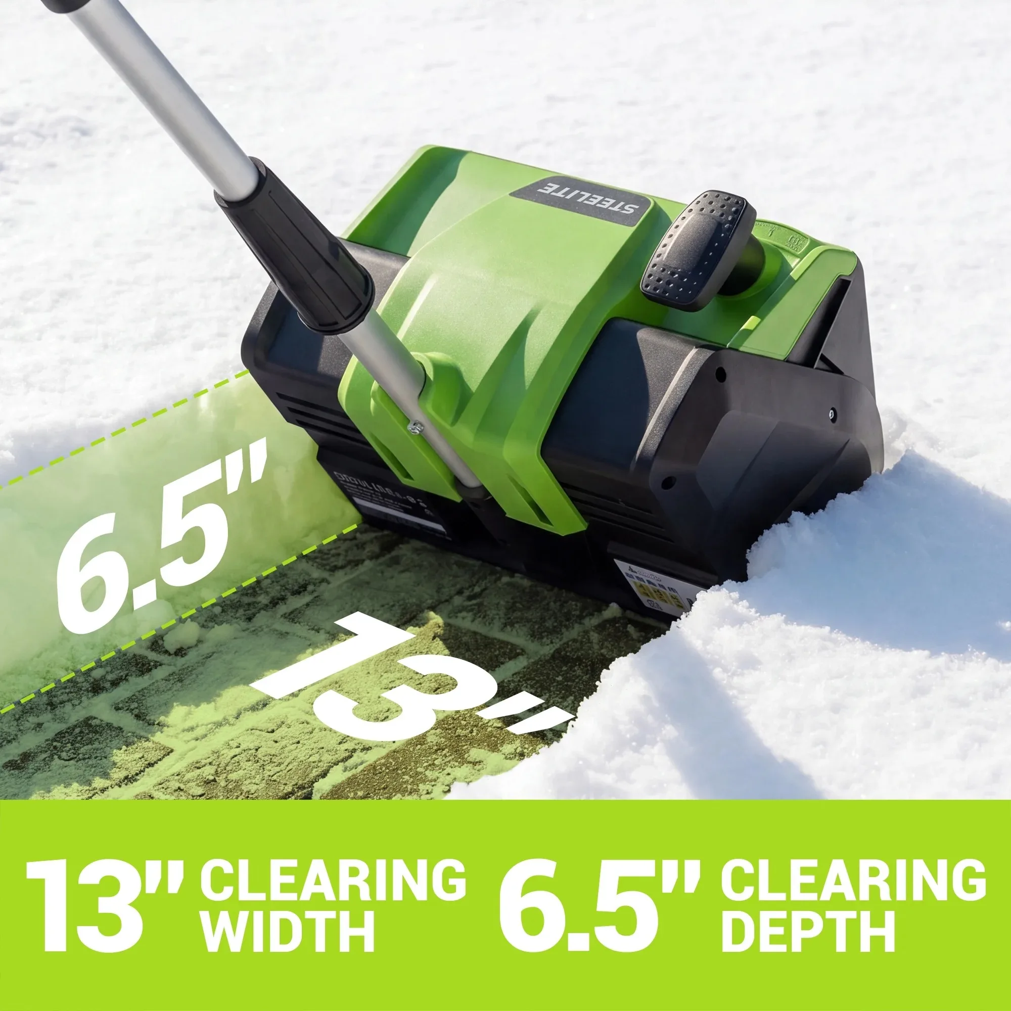 Deli 21V Cordless Snow Blower 13 Inch Battery Powered with Adjustable Handle Directional Plate 4.0Ah Battery Charger for Sidewalk