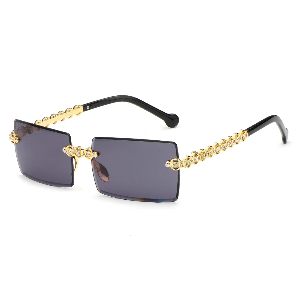 Diamond Rimless Rectangle Sunglasses UV400 Fashion Glasses