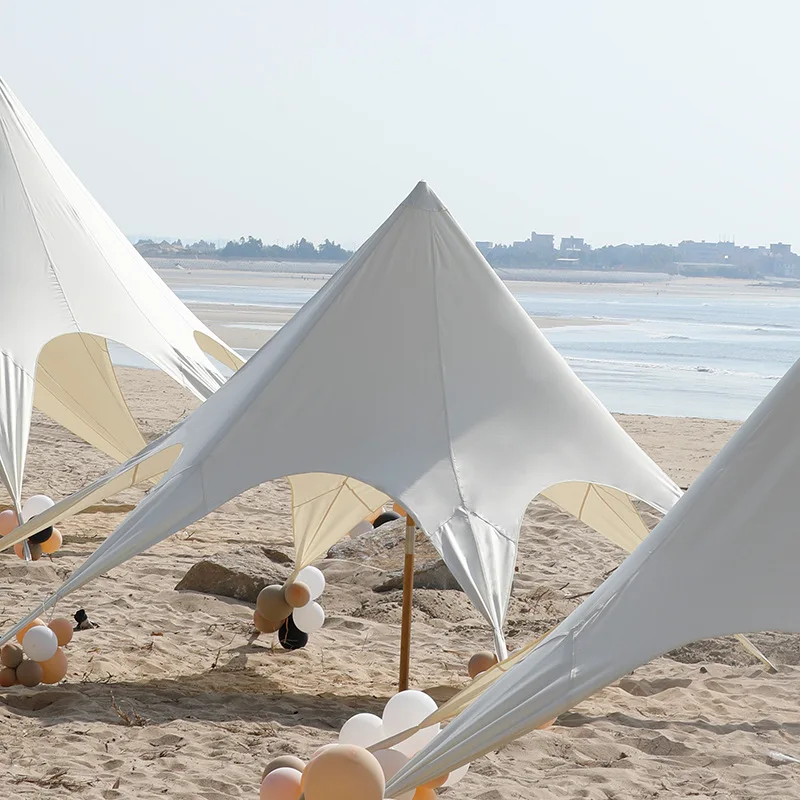 Toldo de tela Oxford para acampar, carpa escénica de 3 picos, a prueba de lluvia y sol, Extra grande