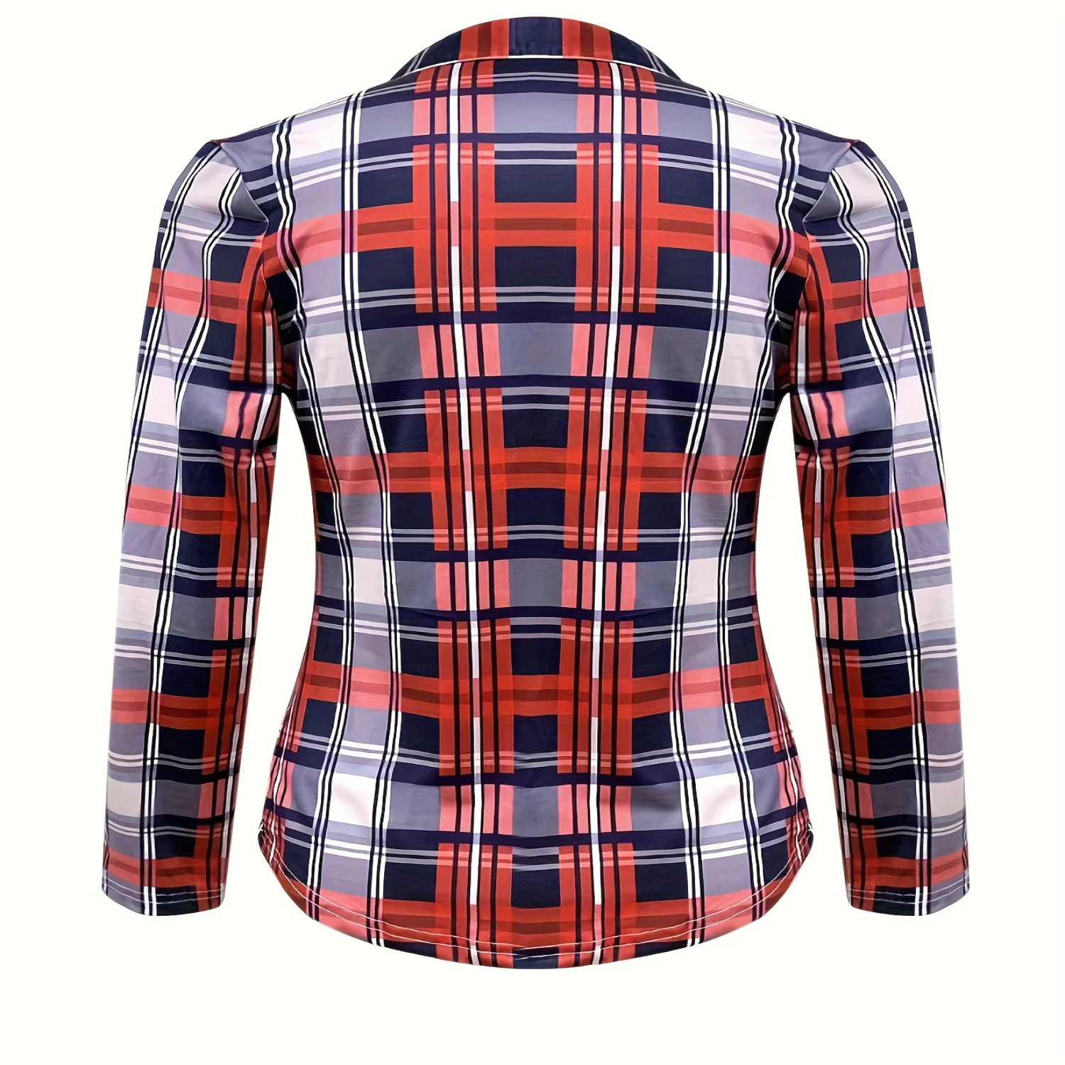 Plaid Print Tie Front Blouse, Casual Long Sleeve Blouse For Spring & Fall, Women's Clothing