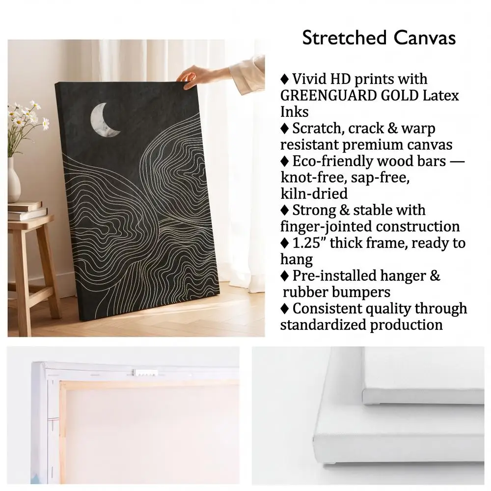 Abstract Neutral Boho Sun Moon Line Art Painting Calligraphy Inner Frame Painting Perfect For Living Room Bedroom House Wall Dec