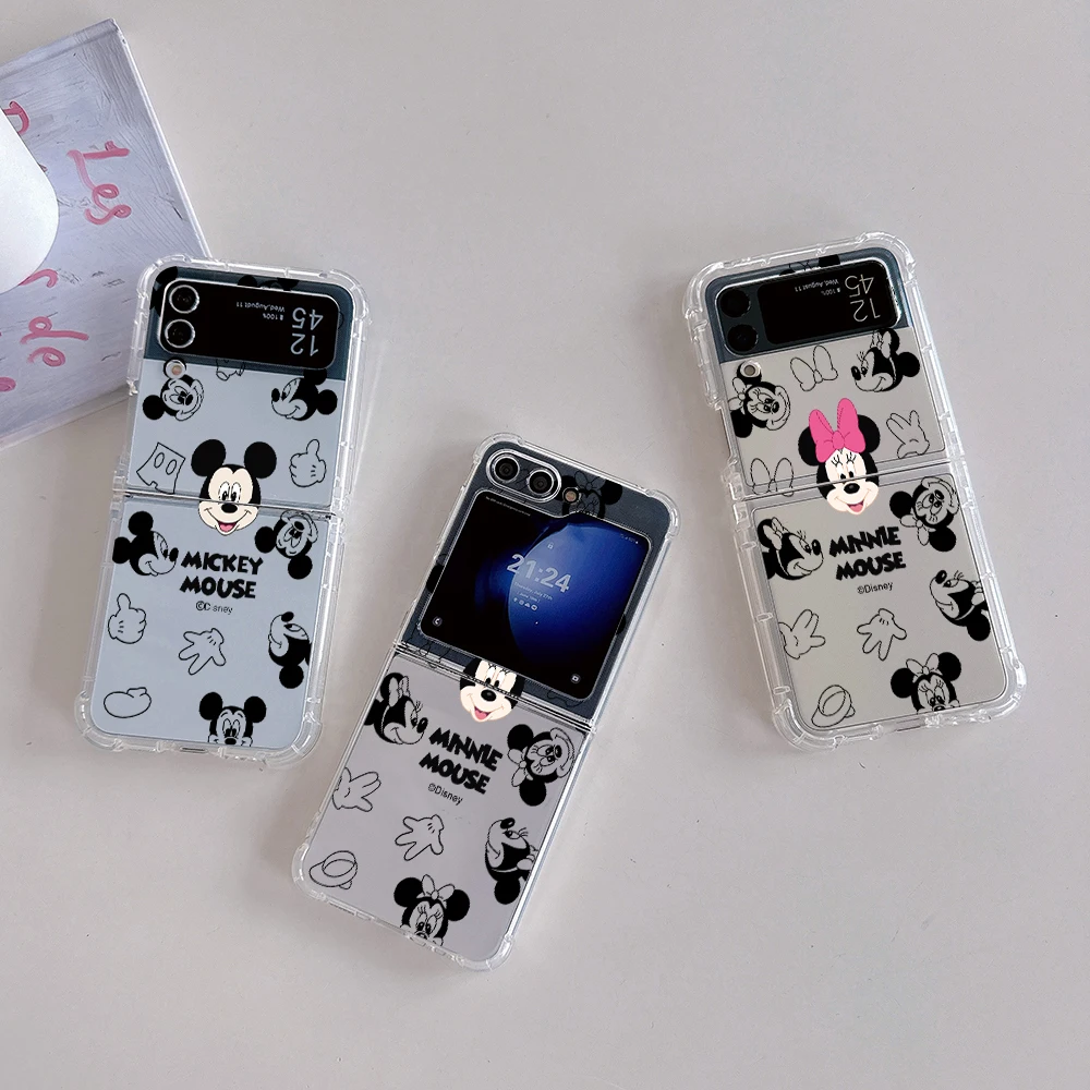 

Disney Mickey Minnie Phone Case for Samsung Galaxy Z Flip 3 4 Z Flip 5 Z Fold 4 5G PC Soft Anti-fall Back Cover