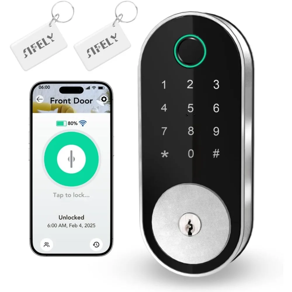 

Встроенный засов Wi-Fi Smart-Lock с клавиатурой: дверной замок без ключа с управлением через приложение, цифровой электронный/электрический засов с
