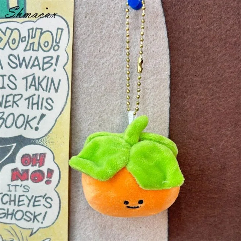 

Cute Small Four-leaf Persimmon Stuffed Toy, Plush Keychain Doll, Backpack Charm, Bag Pendant, Ragdoll, Perfect Girl Gift.