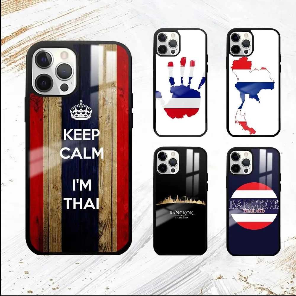 Thailand Flag Map Phone Case For iPhone 16 15 14 13 12 11 Pro Max Plus Mini PC Fashion High Quality mirror phone case