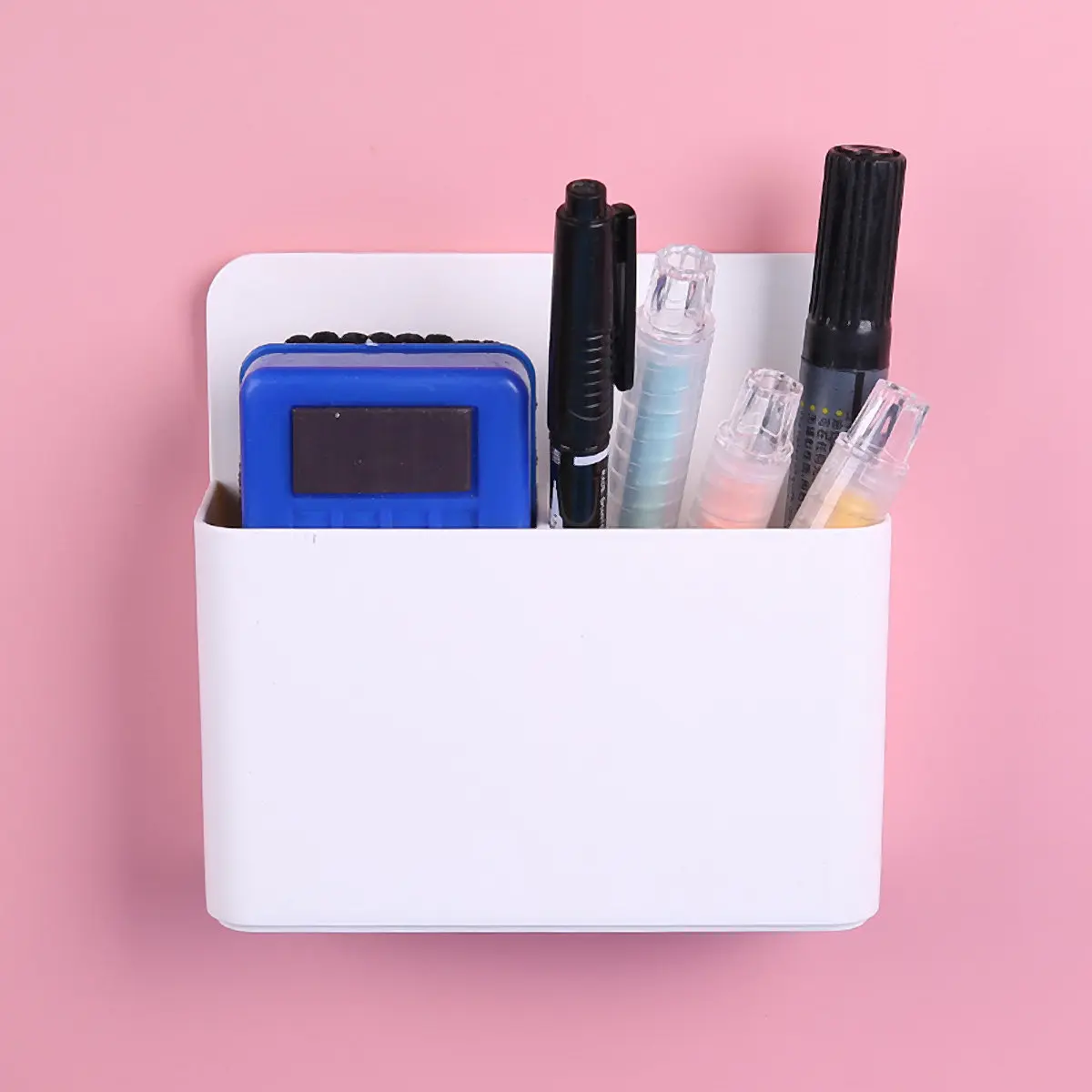 Metal White Magnetic Marker Chalk Pen Holder Organizer Office School Home Use Space Saving Desk