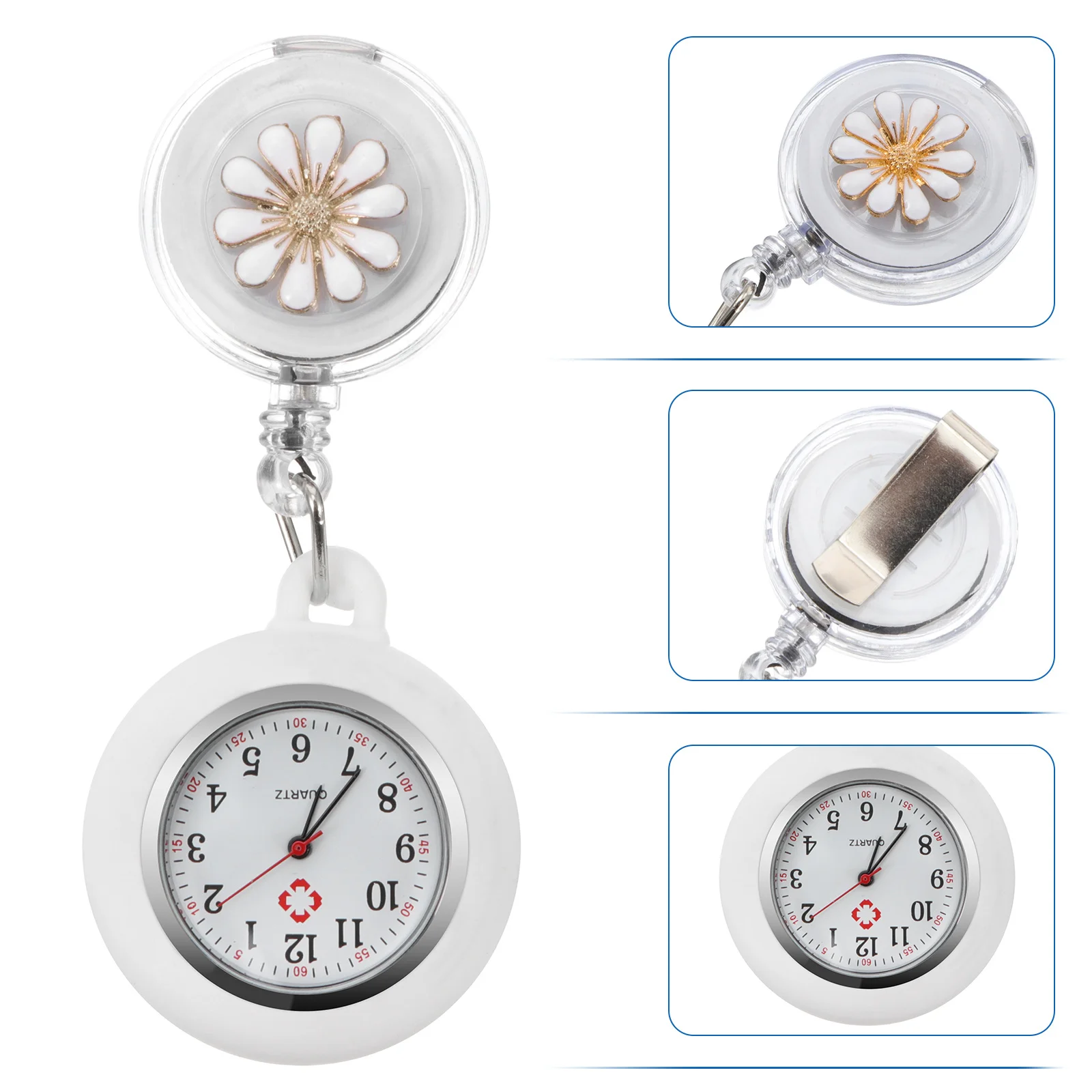 Карманный сплав для медсестры, кварцевый механизм, водостойкий супер прозрачный стеклянный брелок с регулируемой датой, еженедельный день, клипса для персонала медсестры