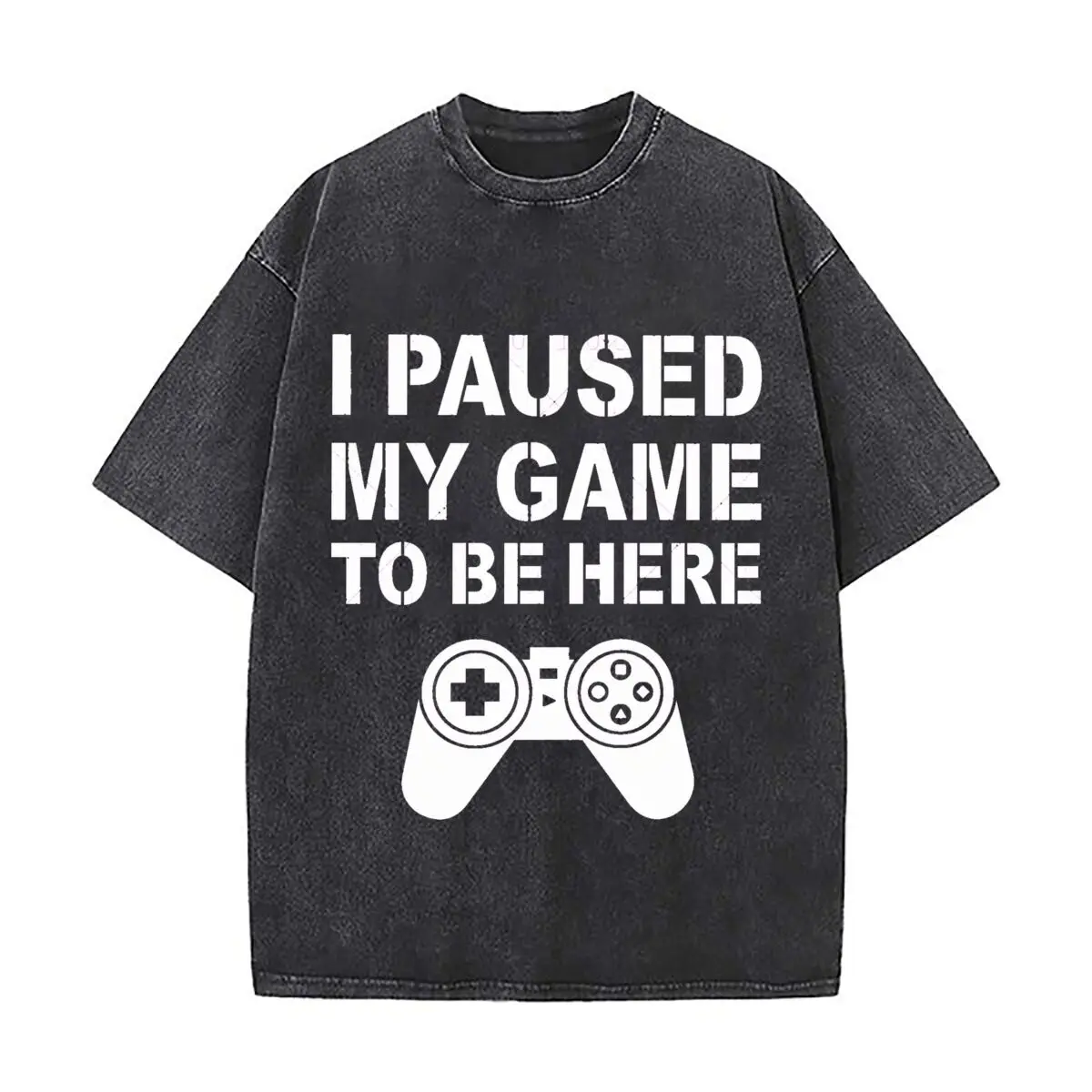 I Paused My Game Here Meme Controller Distressed Faded Baggy Streetwear Tops for Park Hangouts