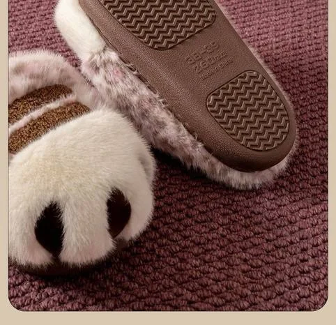 Entzückende Hausschuhe mit Kätzchenpfotenmuster für Damen, kuschelige Schuhe aus Kunstfell, offene Mules, ideal als Geschenk für Katzenliebhaber. – Detail 8