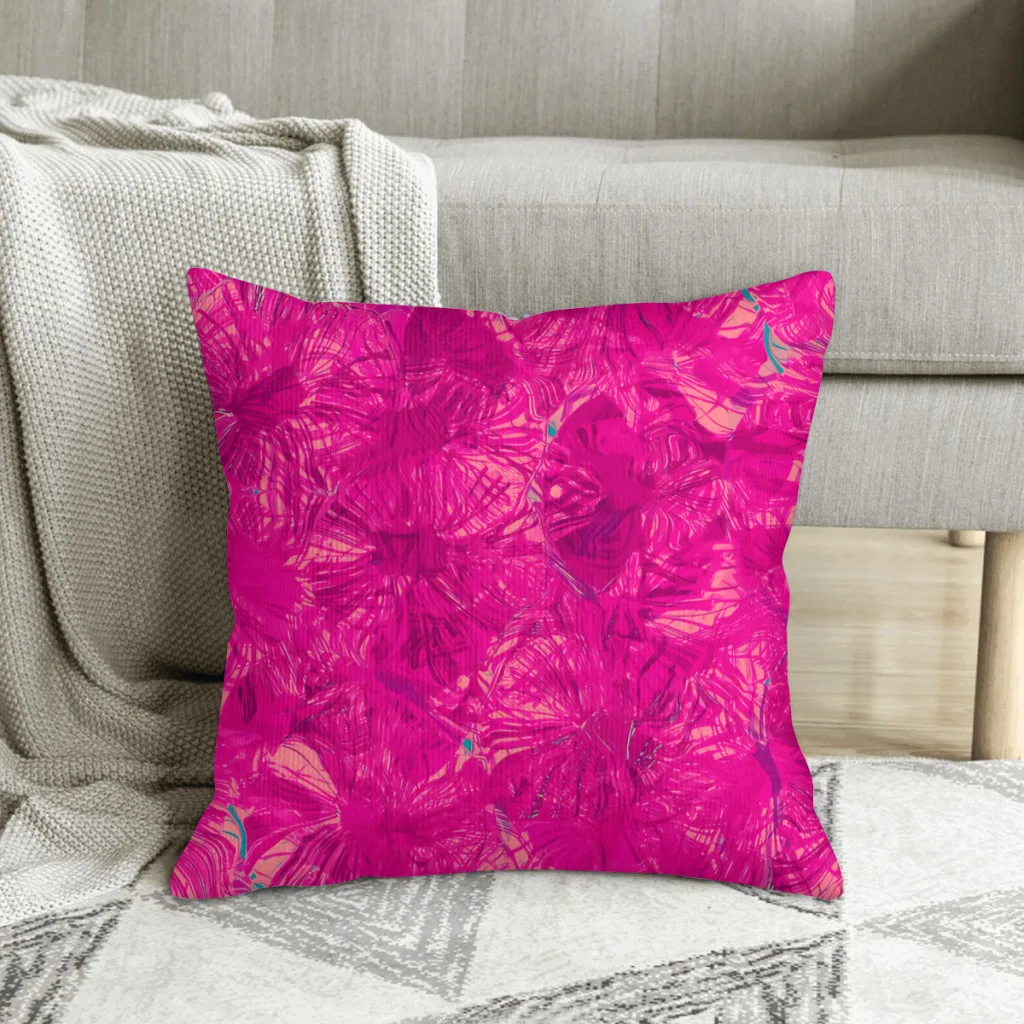 Vibrant Magenta Pink Abstract Pattern Hot Pink Pattern Polyester Cushion Cover For Home Decorative Washable Hug Pillowcase