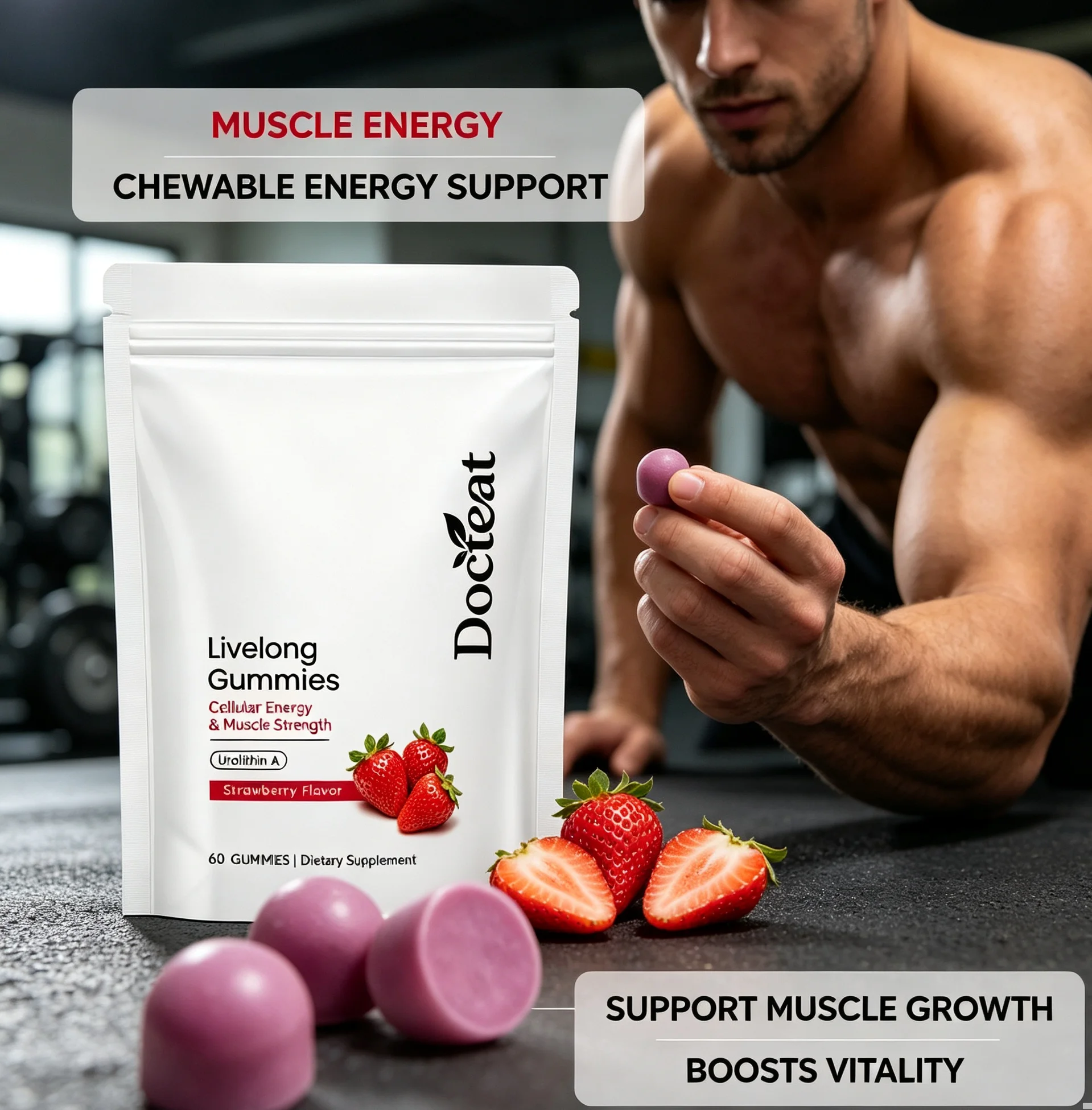 Pre Workout Supplement - マッスルパフォーマンス・エナジーグミ エネルギーと活力を高め、持久力を向上させ、ワークアウト後の回復を促進するスポーツ用栄養補助食品