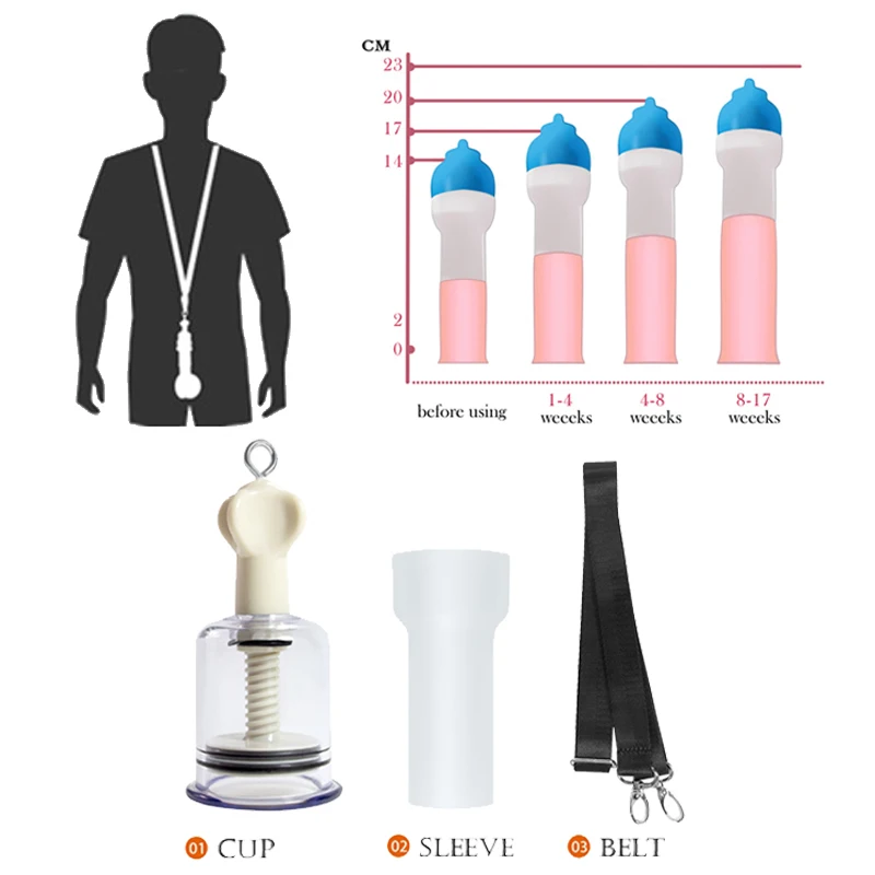 Penis Pump Enlarger Extender Vacuum Cup Neckband Hanger Exerciser Cock Enhancer Lasting Trainer Growth Exerciser Male Product