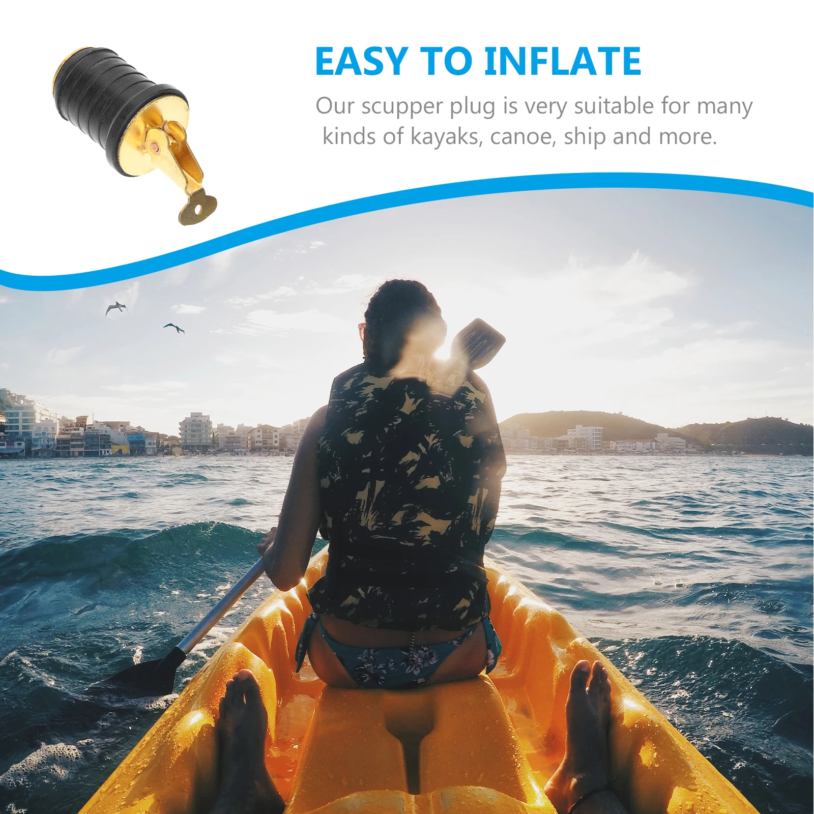 

Drain Boat Plug Wire Block Water Metal Brass Rubber Kayak Travel Stopper Durable Canoe Accessory Scupper Hole Plugs Marine Use