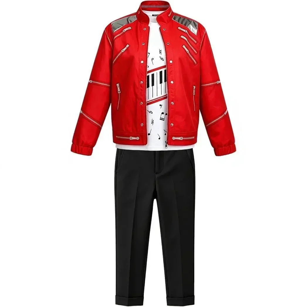 70er 80er Jahre Jungen Vintage Superstar Performance Kostüm 7-teiliges Retro Konzert-Outfit Komplettes Zubehör Karneval Party Faschingskostüm Set – Detail 7