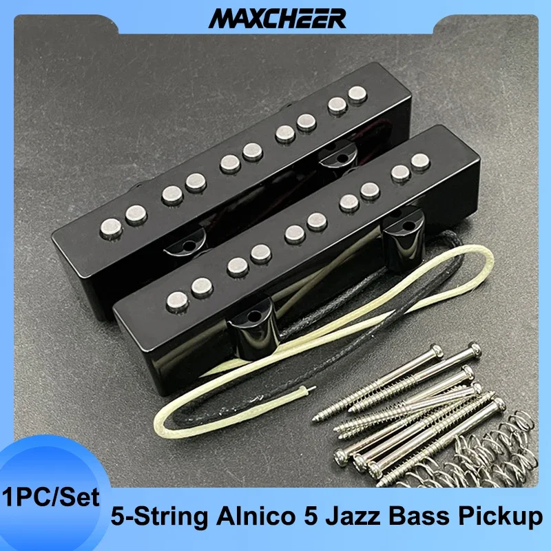 5-String Alnico 5 Jazz Bass Pickups Neck-9.6K & Bridge-11.1K Pickup Fit 5 Strings Open Jazz Bass Guitar Pickup Part