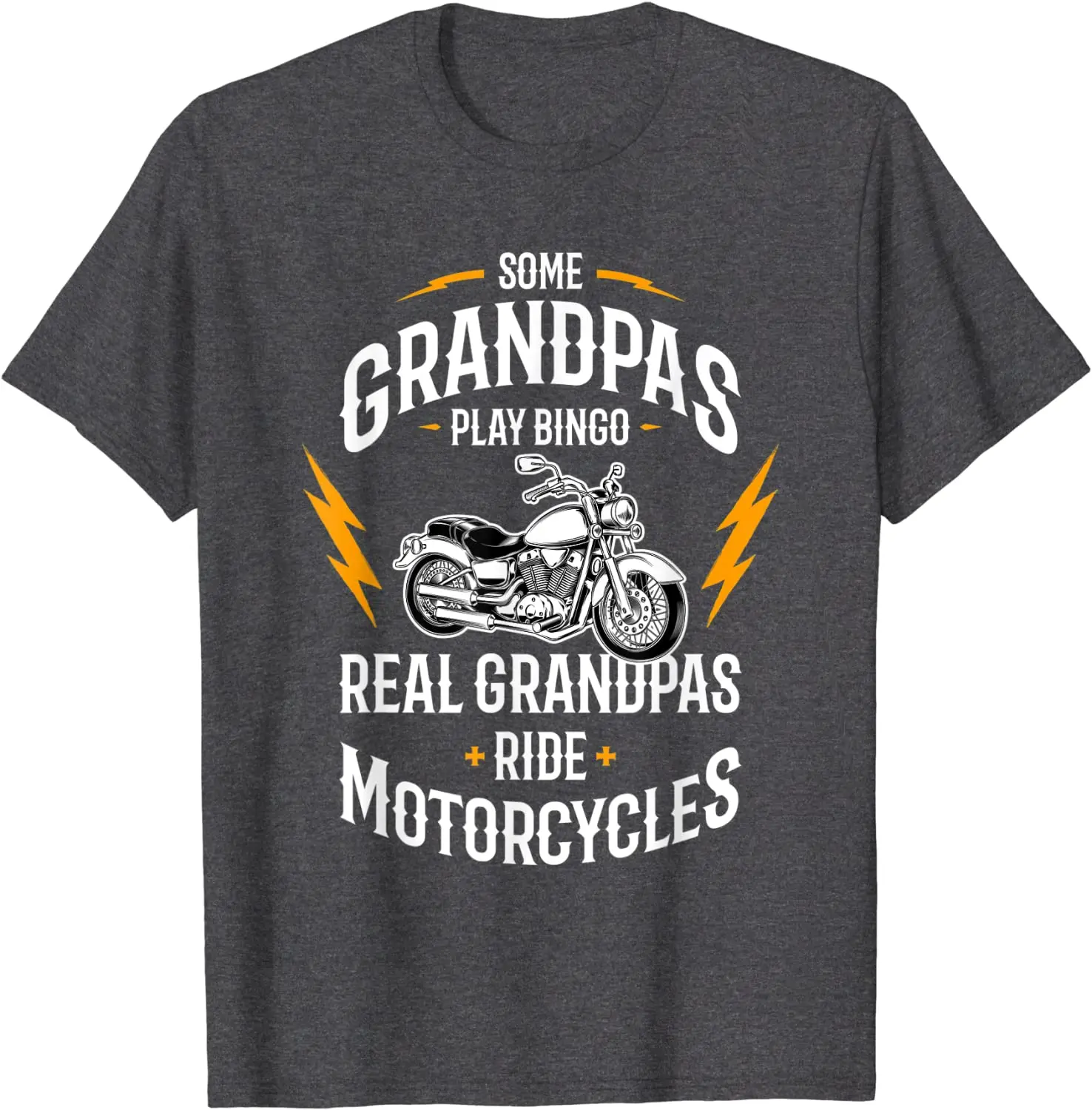 Mens Some Grandpas Play Bingo Real Grandpas Ride Motorcycles T-Shirt Funky Men\'s Tees Personalized Tshirts Cotton Casual