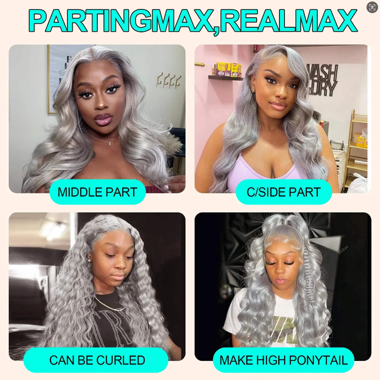 رمادي 13x4 الدانتيل الجبهة خصلات الشعر المستعار الإنسان UHD شفاف البرازيلي الشظية رمادي ملون الجسم موجة الدانتيل شعر مستعار أمامي قبل قطعها #4