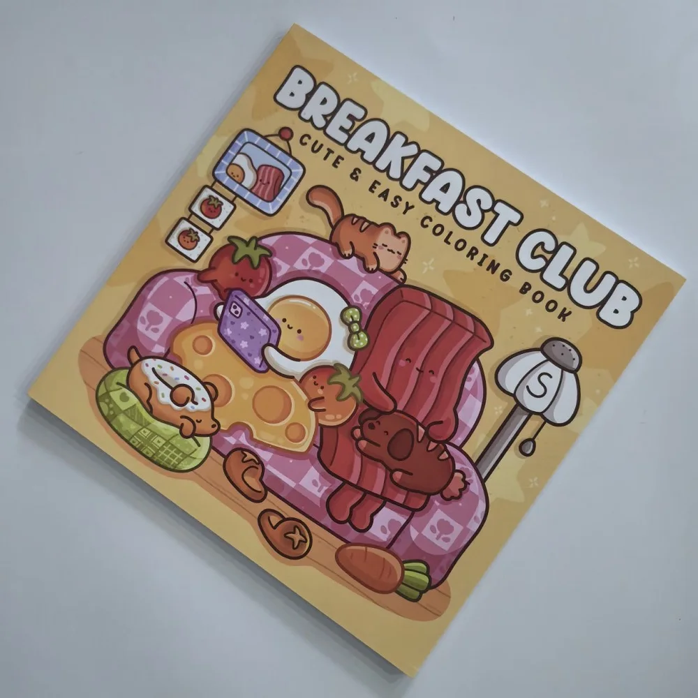 Adult Coloring Book - Breakfast Club Easy-Cute Design Cute Drawing Perfect Gift for Christmas Party Birthday