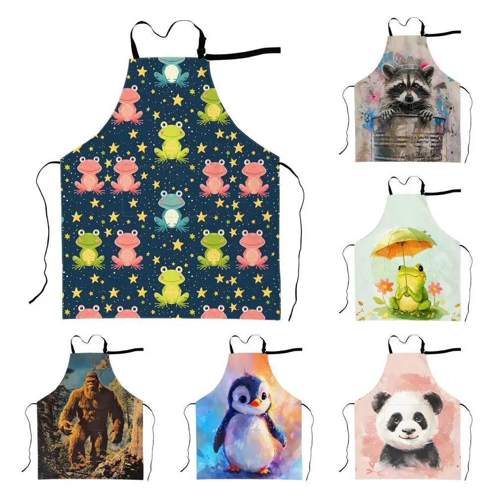 

Penguin Apron Vibrant Artistic Cartoon Illustration Aprons Waterproof Oxford Polyester Adjustable Pockets Design