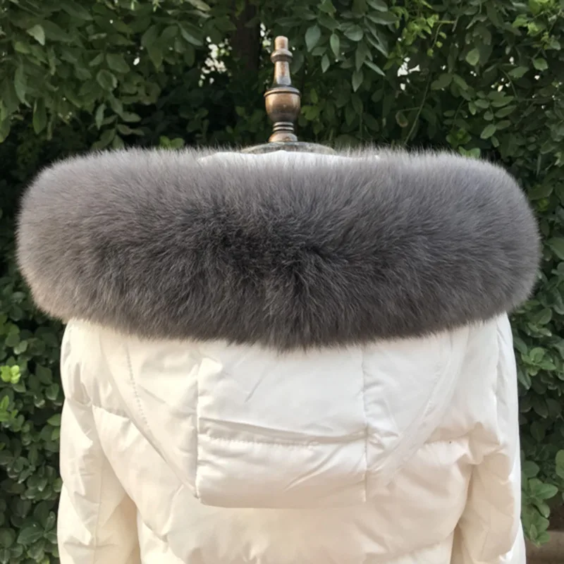 Natural Fox Fur Collar Real Fox Fur Scarves Winter Genuine 100% Real Fox Fur Scarf Fox Straight Collar Scarf Genuine Thick Shawl