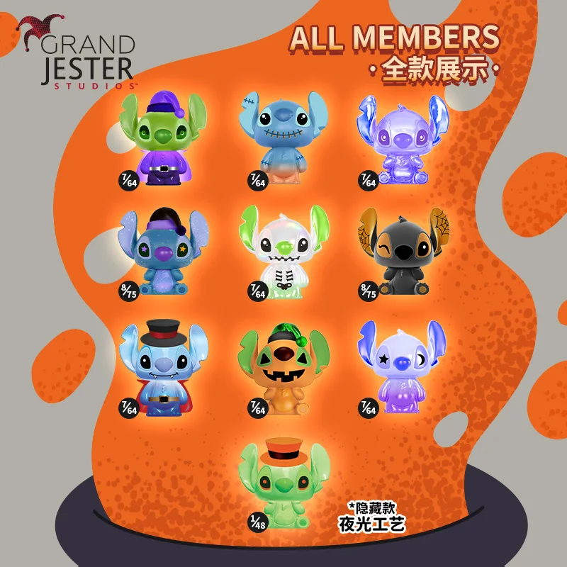 Nueva serie Disney Lilo & Stitch, Mini bolsa ciega de punto de Halloween, juguete de Anime, figuras sorpresa de punto, regalo ornamental de escritorio para niñas