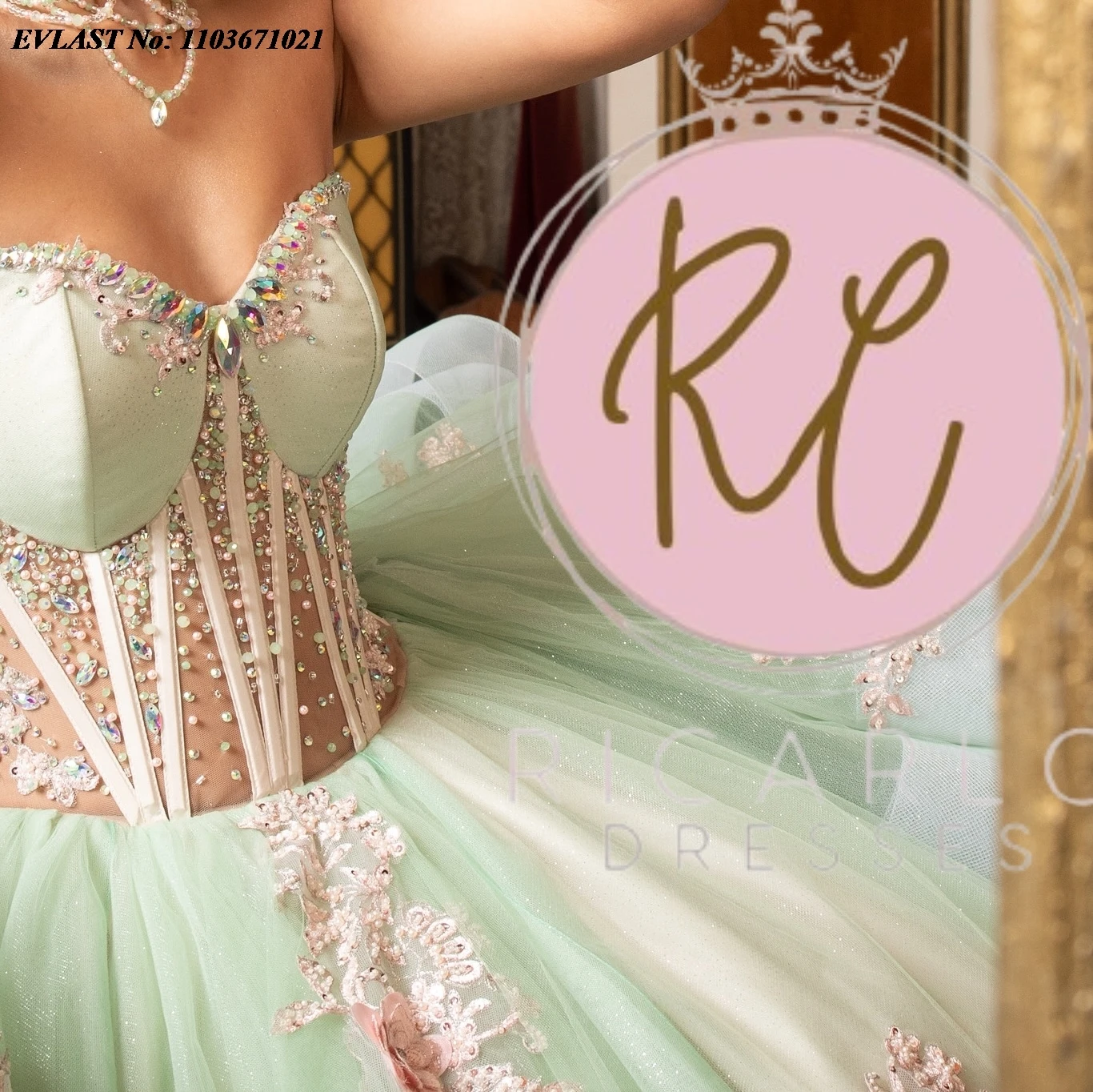 EVLAST-vestido De quinceañera De menta personalizado, vestido De baile De manga larga con apliques De cuentas, corsé escalonado, dulce 16 Vestidos De Anos SQ352