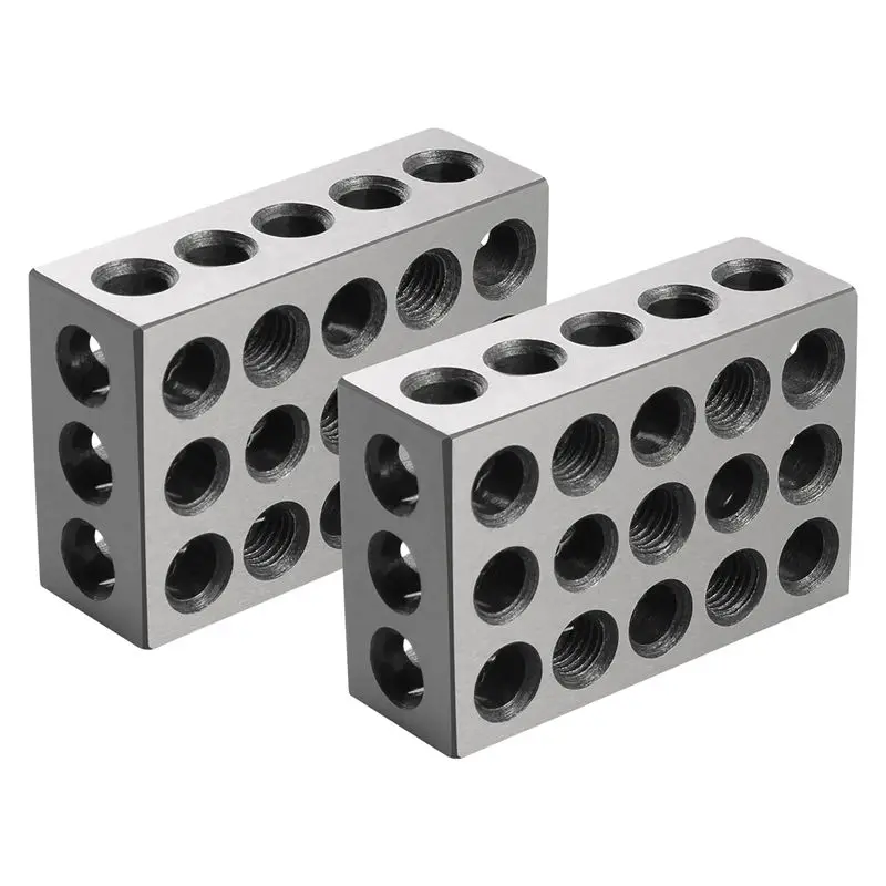 RABIT AS59~ 2PCS Blocks Gauge Hardened Steel Parallel Block Set 23 Holes Precision 25-50-75Mm