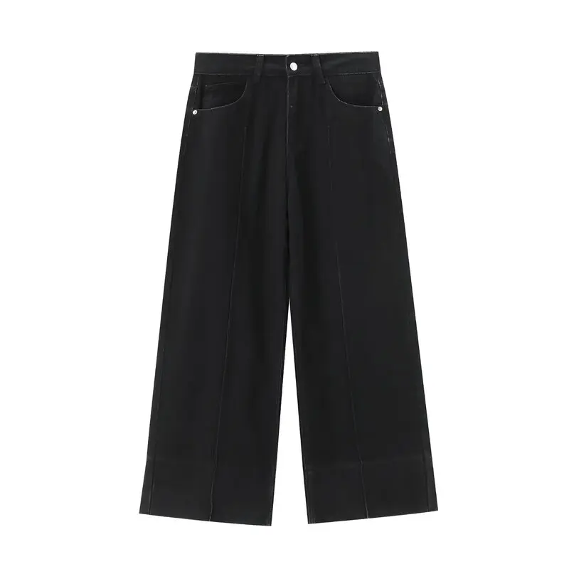 

Slimming Cotton Denim Straight Leg Jeans Women's Faion High Waist Long Pants Summer New Arrival 5862093