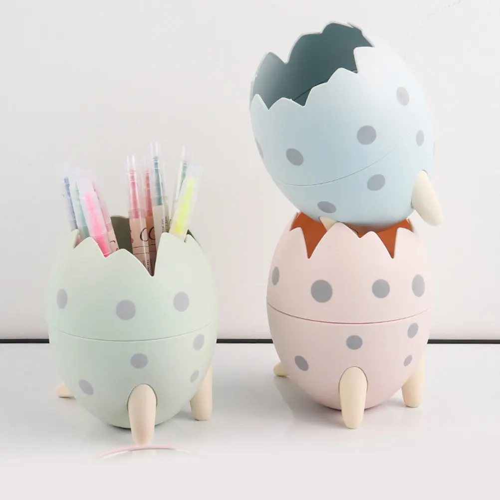 Dinosaur Egg Shaped Pen Holder - 2pcs Desktop Stationery Organizer for Home, School & Office Desk