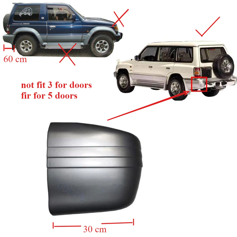 1 Pcs 5 Doors Rear Bumper Silver Corner Cover for Pajero V20 MB831053 No Screws Bumper Cover for Montero V30 V40 Wide or Narrow