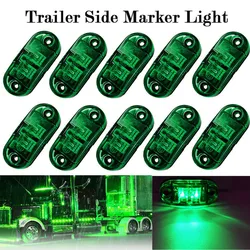 10PCS Green Oval Warning Indicator Light Car Side Marker Lights LED 12-24V Waterproof Truck Tail Light Trailer Clearance Lamp