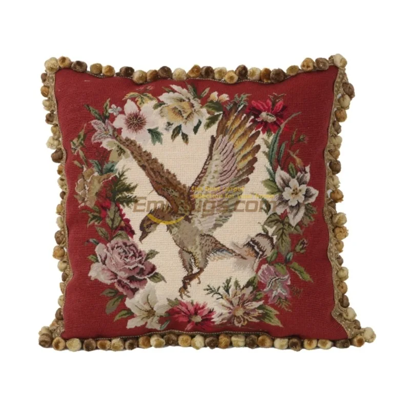 needlepoint embroidery pillow high density ethnic woven pillow bedroom court