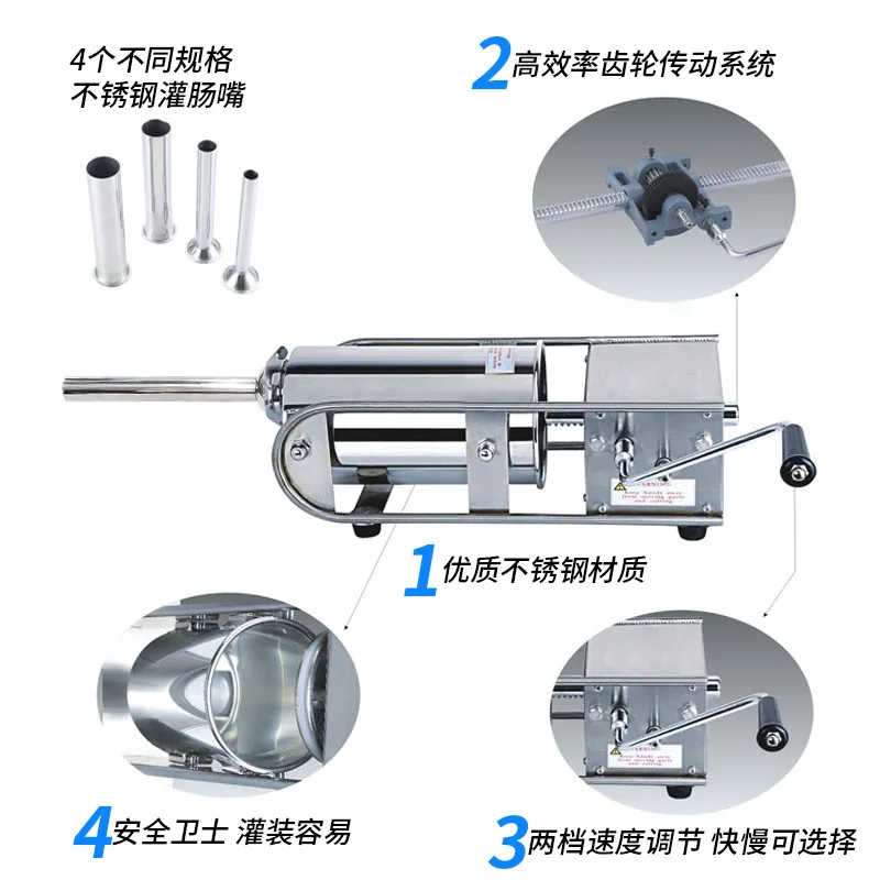

Factory Direct Sales Horizontal Manual Stainless Steel Sausage Enema Machine Commercial Hand Crank Sausage Machine Hot Sale