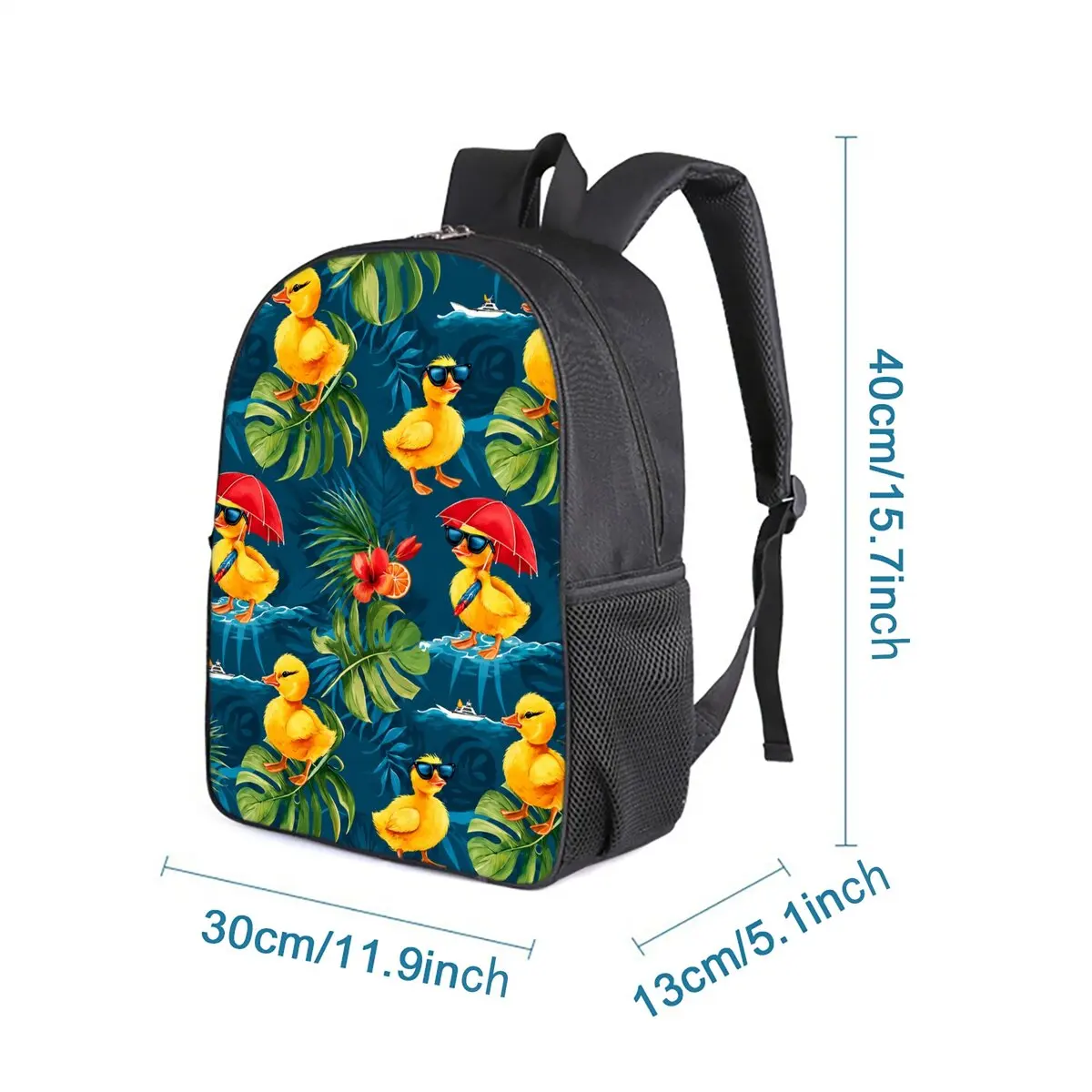 Yellow Duckling Print Single Layer Backpack Simple Style for Boys/Girls Children Best Gifts 2D Flat Cartoon School Bags
