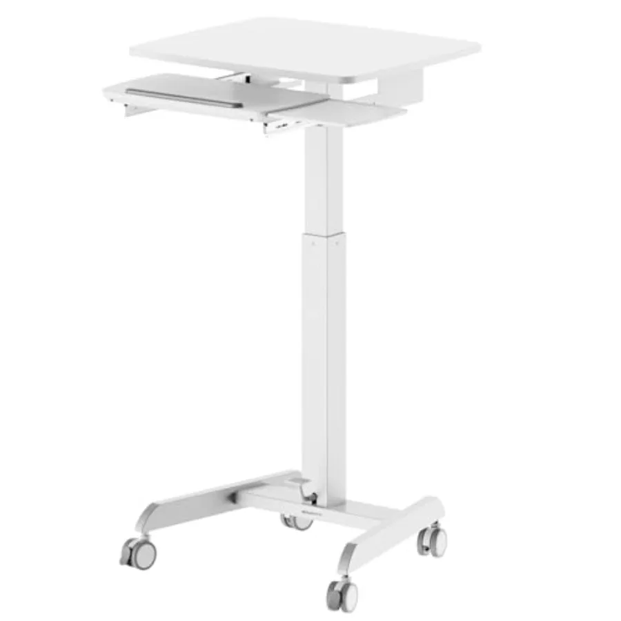 

Height Adjustable Rolling Laptop Cart with Wheels for Home Office Classroom Use Steel Frame Black Smooth Casters and Quick-Rele