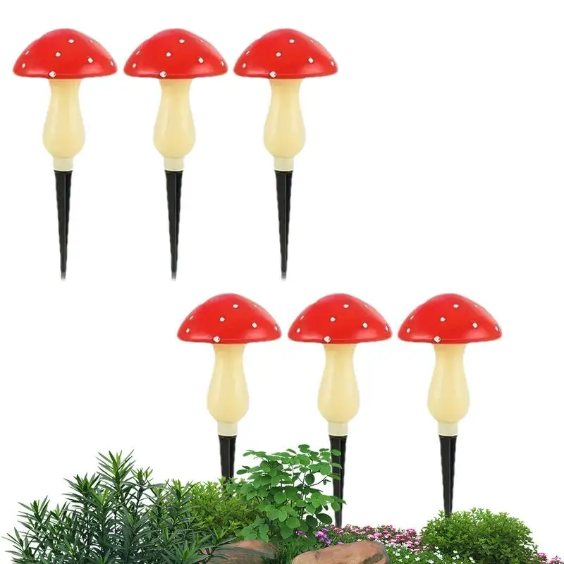 

Mushroom Solar Lights 6pcs Outdoor Garden Led Stake Lamp Waterproof Mushroom Lights Plug-in Solar String Landscape decoration