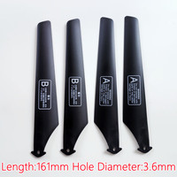 4PCS RC Helicopter Propellers 161mm 16.1cm Fan Blades Paddles CW CCW Black A B Props Model Spare Parts