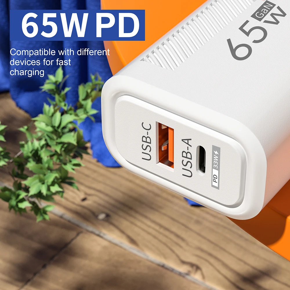 65W USB GaN Charger Fast Charging Type C PD Quick Charger 3.0 Wall Adapter For iPhone Xiaomi Samsung Oneplus POCO EU/US Plug