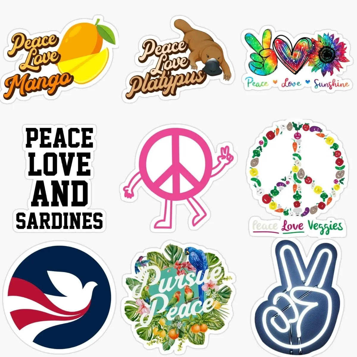 

Creative Peace PVC Stickers Accessories for Decorate Bicycle Wall Bicycle Fridge Car Truck Helmet Camper Van Decal