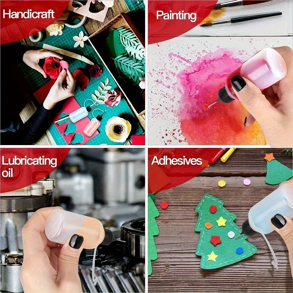 12 Stück Präzisions-Klebstoffapplikatorflaschen mit Nadelspitze, geeignet für DIY-Bastelarbeiten, Malerei und Papierblumenbasteln – Detail 8