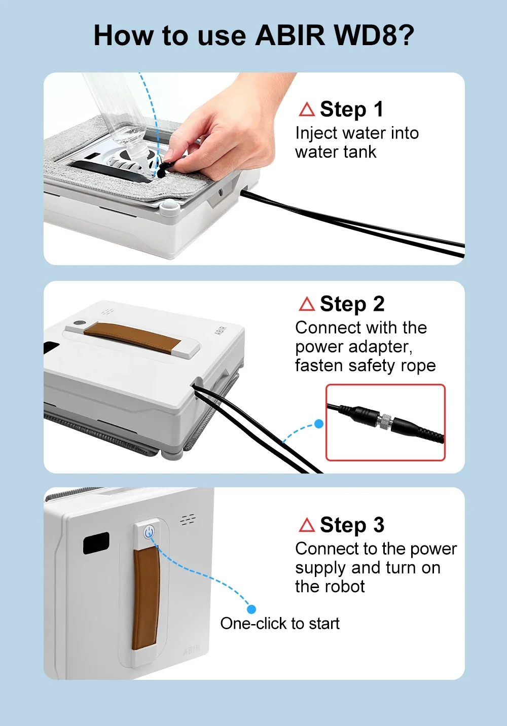 جديد ABIR WD8 الذكية نافذة روبوت الأنظف مع شفط عالية المضادة للسقوط التلقائي نافذة روبوت لأغسالة الزجاج الساخن بيع تيك