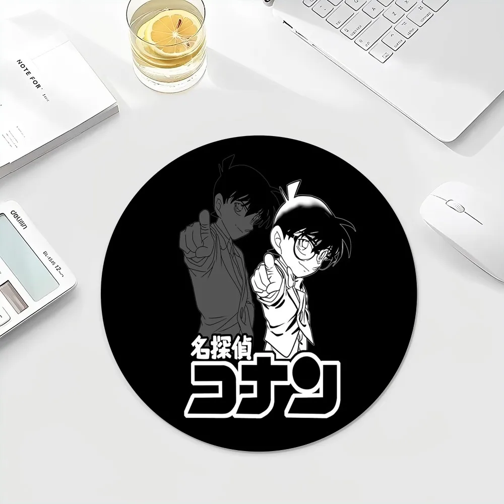 Detective Conan-Mouse Pad Kawaii Cartoon Gaming, Tapetes Kawaii Redondos, Deskpad para Meninas e PC, Tapete Anime, 22x22cm