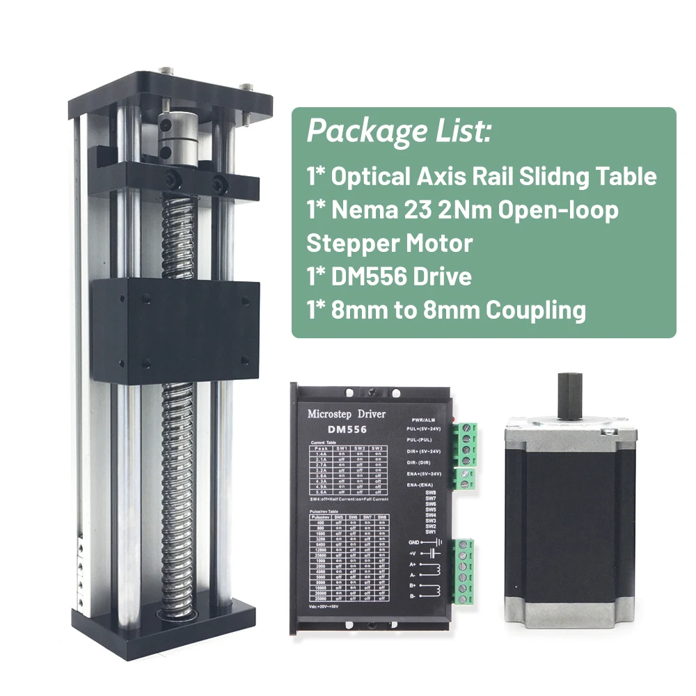 Imagem -05 - Motor Deslizante Tabela Kit Guia Linear Trilho Eixo Óptico Slide Stage Cnc Workbench Eixo Xyz Perfil de Alumínio Tabela Dc24v Nema23