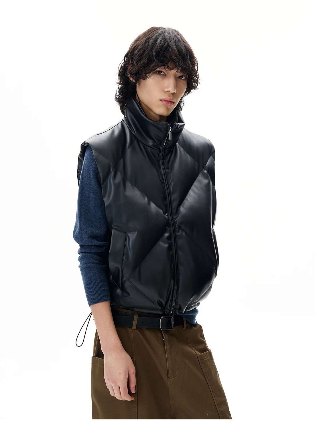 Masculino feminino 2025 outono inverno estilo americano couro do plutônio parkas colete bonito high-end sem mangas casal casaco na moda jaqueta com zíper