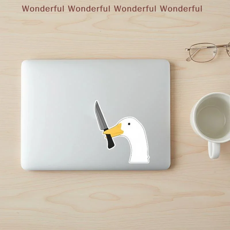 Funny Knife Goose Car Sticker, Waterproof Self-Adhesive Vinyl Decal for Rearview Mirror, Bumper, Tumbler, Luggage Decor